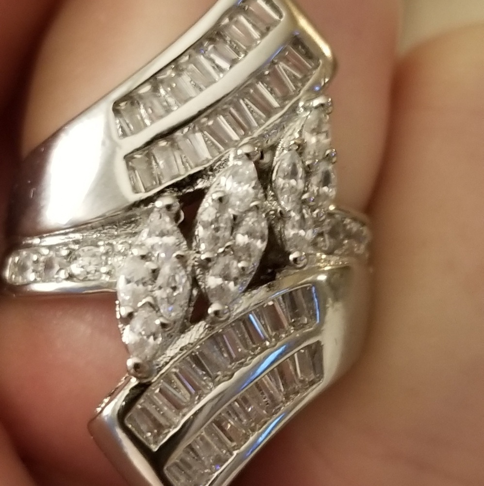 Sterling Silver Stamp Cocktail Wedding Ring Size 6